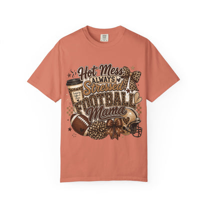 Football Mama T-Shirt – "Hot Mess Always Stressed" Graphic Tee for Cheerful Game Day Moms