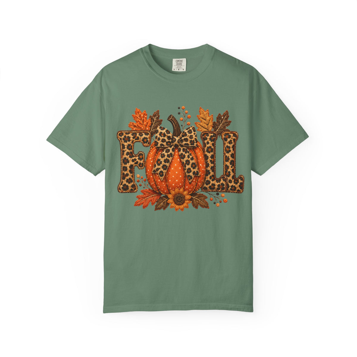 Fall Leopard Pumpkin T-Shirt — Autumn Leaves Graphic Tee