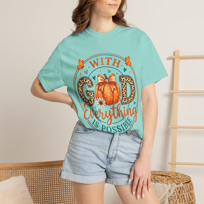 "With God Everything Is Possible" Pumpkin Fall T-Shirt