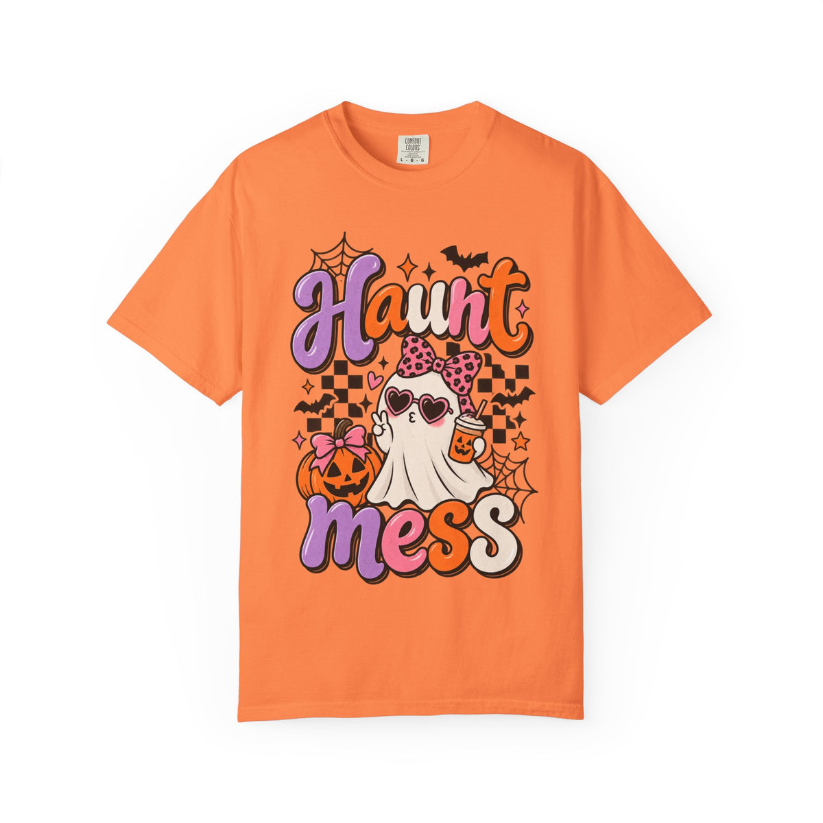 Haunt Mess Halloween T-Shirt — Cute Ghost, Pumpkin & Candy Design
