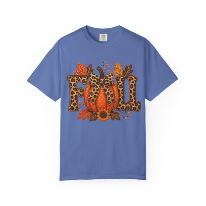 Fall Leopard Pumpkin T-Shirt — Autumn Leaves Graphic Tee