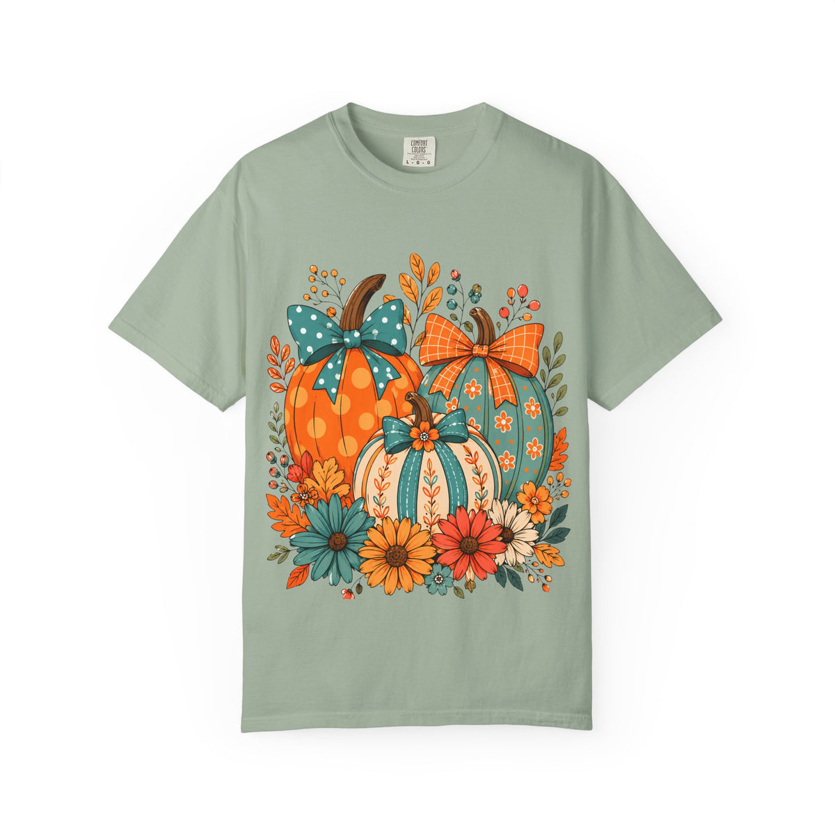 Autumn Floral Pumpkins T-Shirt — Fall Harvest Graphic Tee
