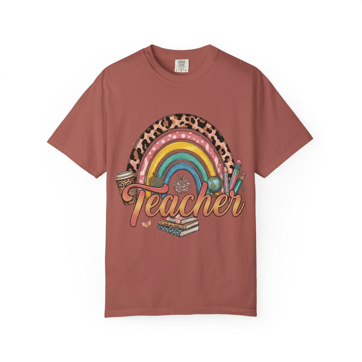 Teacher Rainbow Leopard Graphic T-Shirt — Cute Back-to-School Gift for Educators