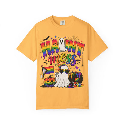 Haunt Mess Pride Halloween T-Shirt — Rainbow Ghost Graphic Tee