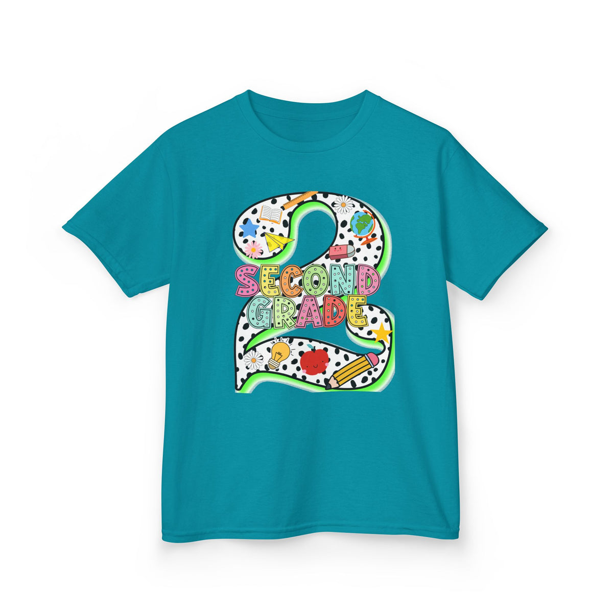 Kids 'Second Grade' Number 2 Colorful Art T‑Shirt — Back-to-School Gift