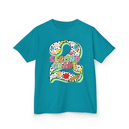 Kids 'Second Grade' Number 2 Colorful Art T‑Shirt — Back-to-School Gift