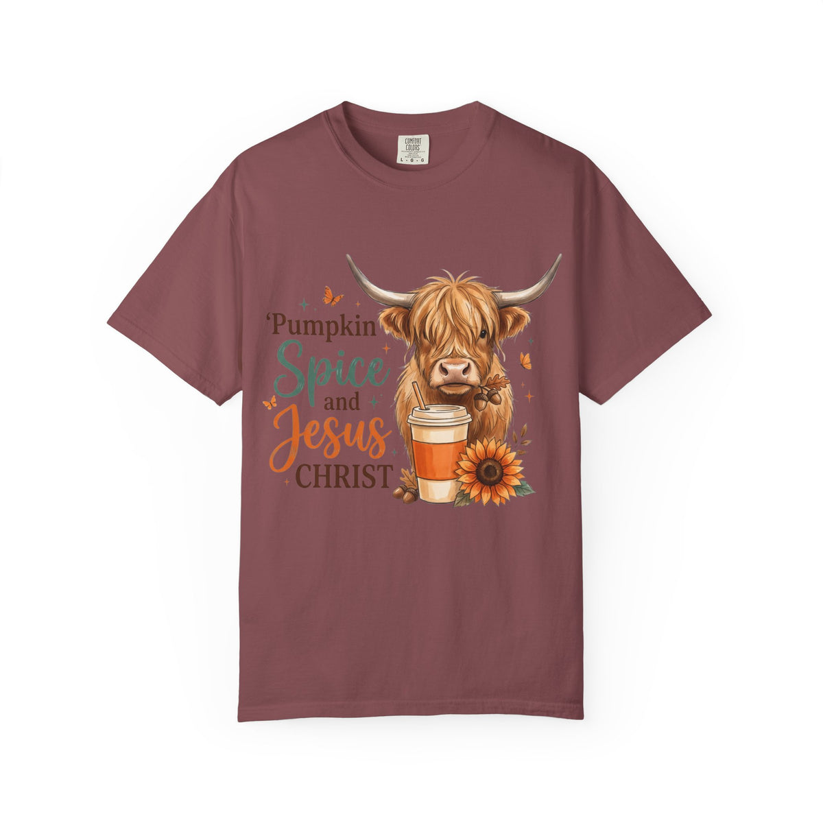 Pumpkin Spice and Jesus T-Shirt — Fall Cow Coffee Graphic Tee