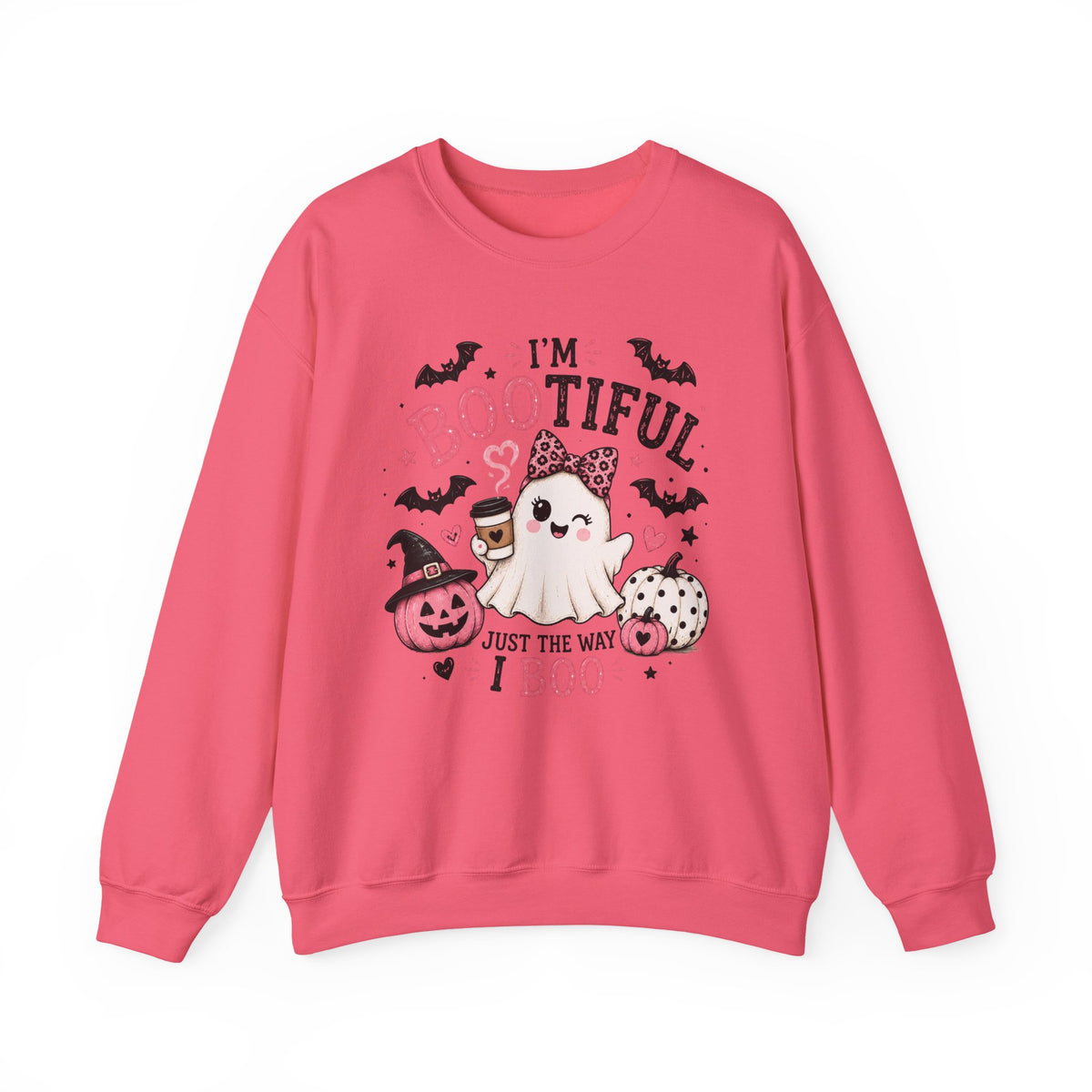 Halloween Sweatshirt — "I'm Bootiful Just the Way I Boo" Cute Ghost Pumpkin Design