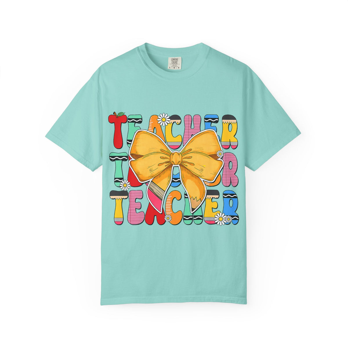Teacher Bow T-Shirt — Colorful Retro Teacher Appreciation Tee