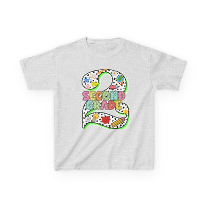 Kids 'Second Grade' Number 2 Colorful Art T‑Shirt — Back-to-School Gift