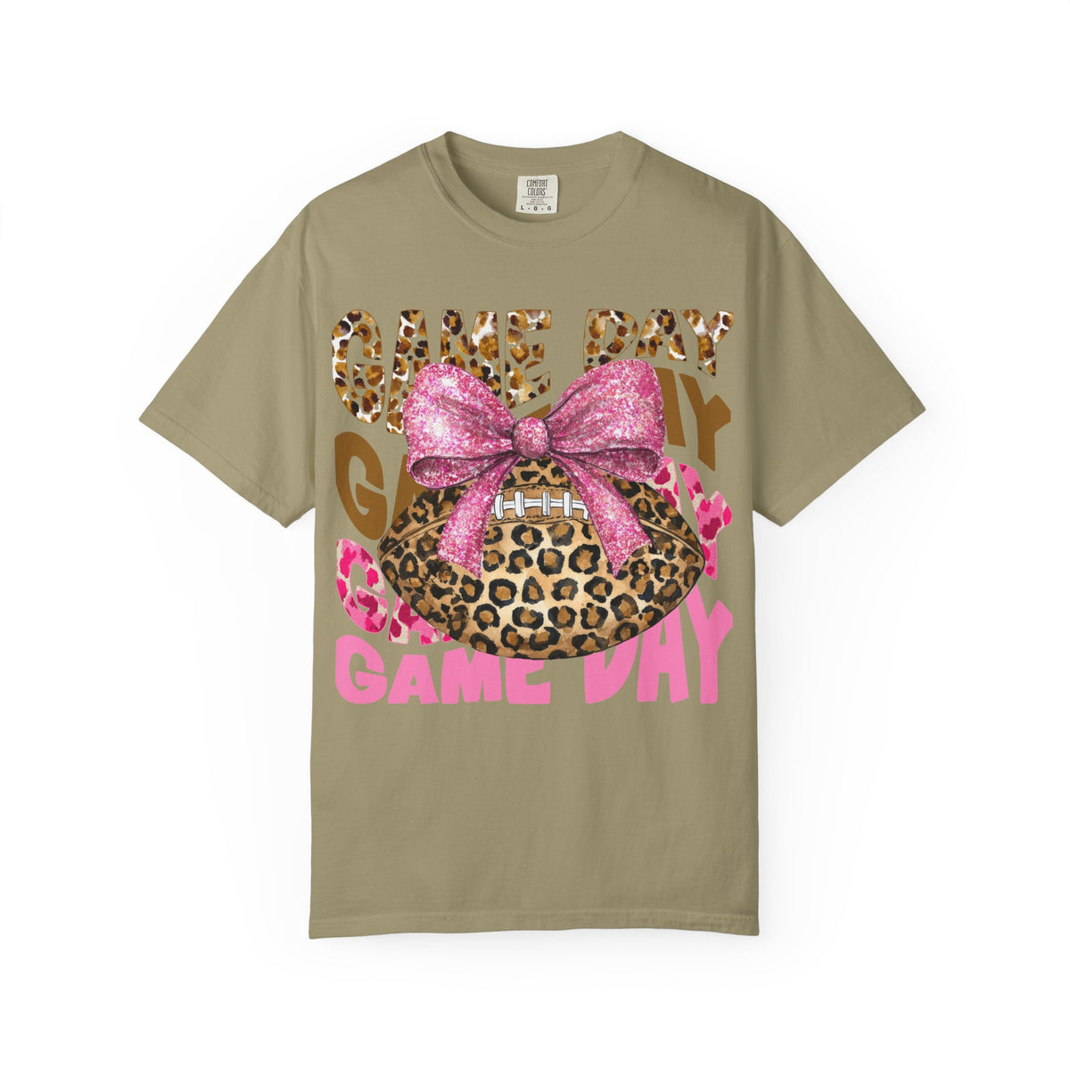 Game Day Leopard Football T-Shirt with Pink Glitter Bow