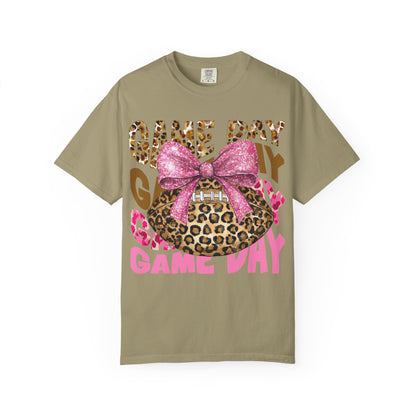 Game Day Leopard Football T-Shirt with Pink Glitter Bow