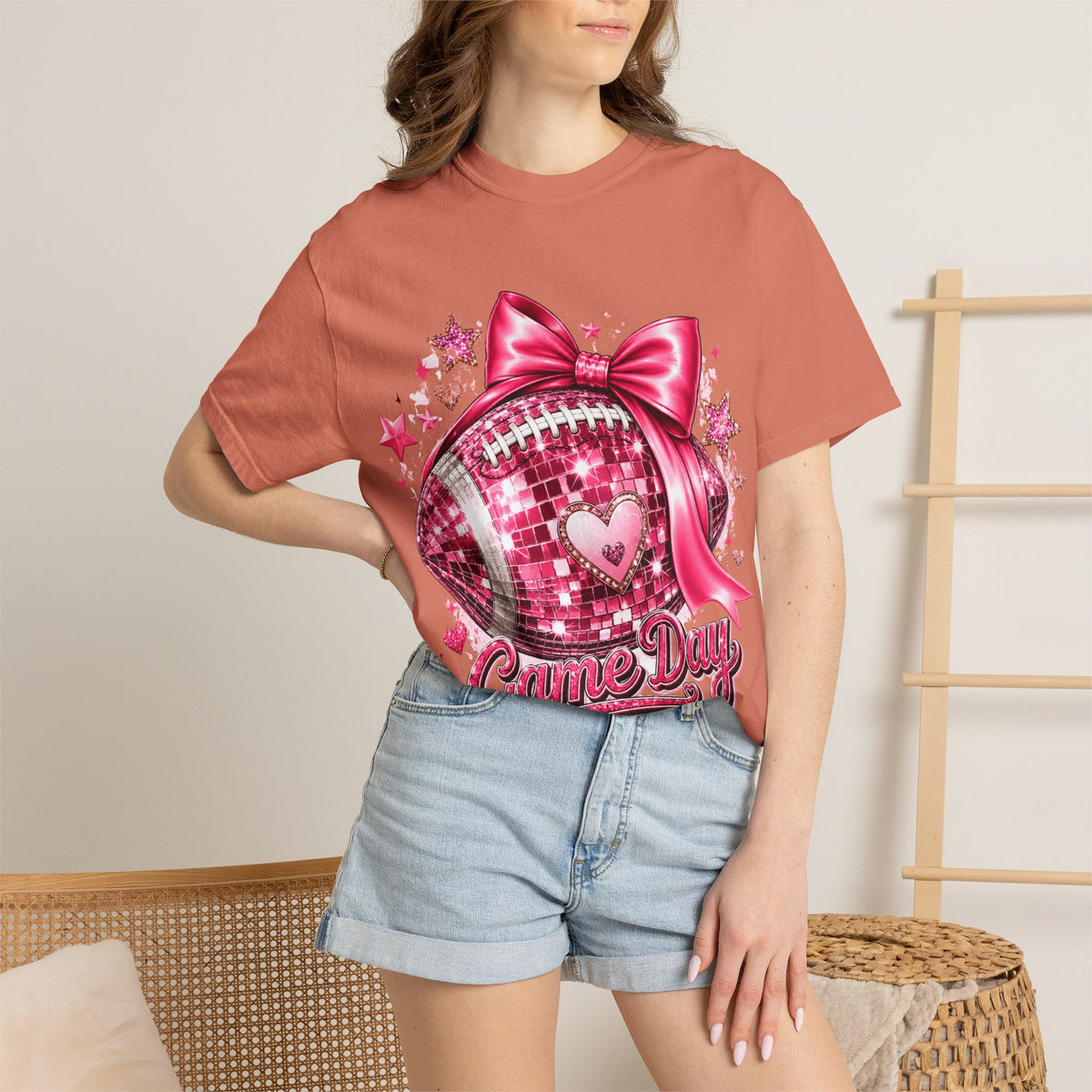 Game Day Pink Football T-Shirt — Sparkle Bow 'Game Day' Tee