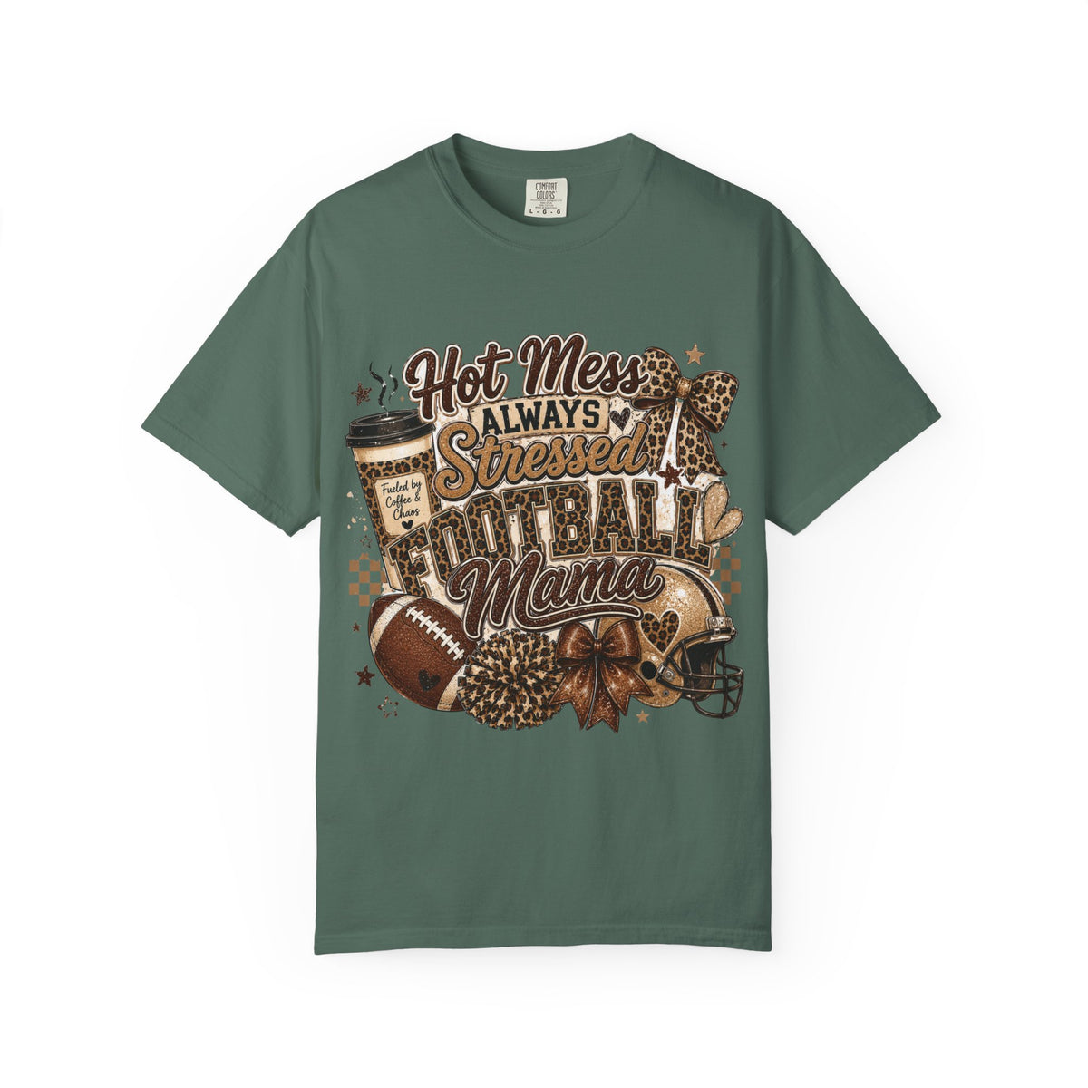 Football Mama T-Shirt – "Hot Mess Always Stressed" Graphic Tee for Cheerful Game Day Moms