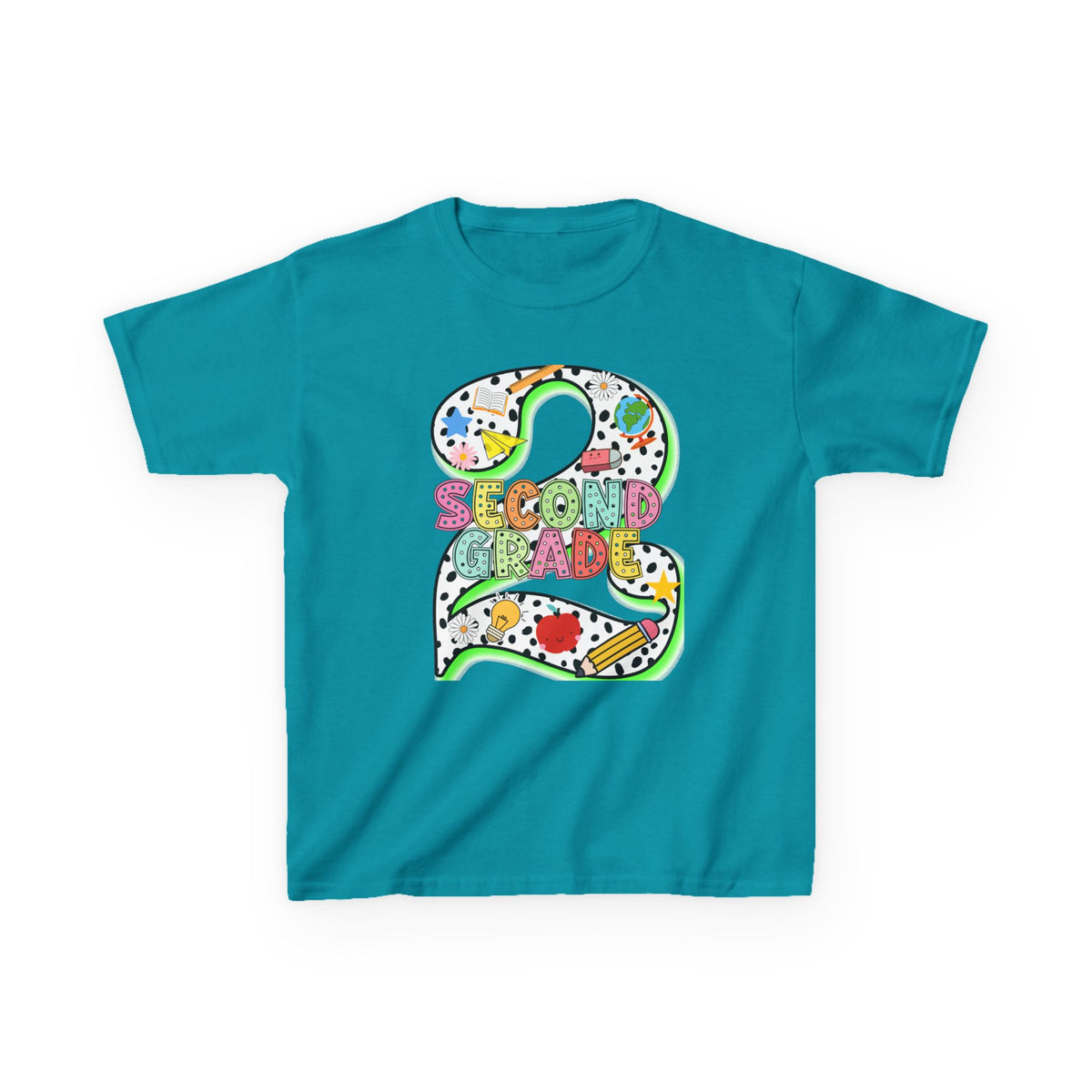 Kids 'Second Grade' Number 2 Colorful Art T‑Shirt — Back-to-School Gift