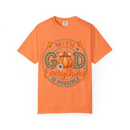 "With God Everything Is Possible" Pumpkin Fall T-Shirt
