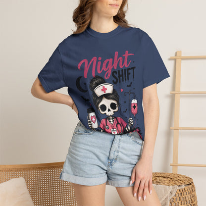 Night Shift Nightmares T-Shirt — Nurse Skull Horror Medical Staff Tee