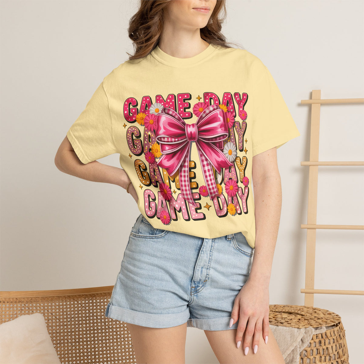 Game Day T-Shirt — Pink Bow Cheer Graphic Tee
