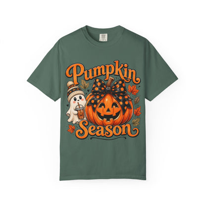 Pumpkin Season T-Shirt — Cute Jack-O’-Lantern & Ghost Fall Tee