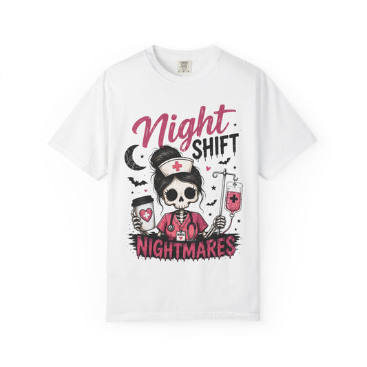 Night Shift Nightmares T-Shirt — Nurse Skull Horror Medical Staff Tee