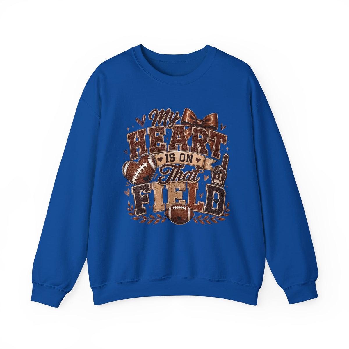 Football Mom Sweatshirt - "My Heart Is On That Field" Crewneck