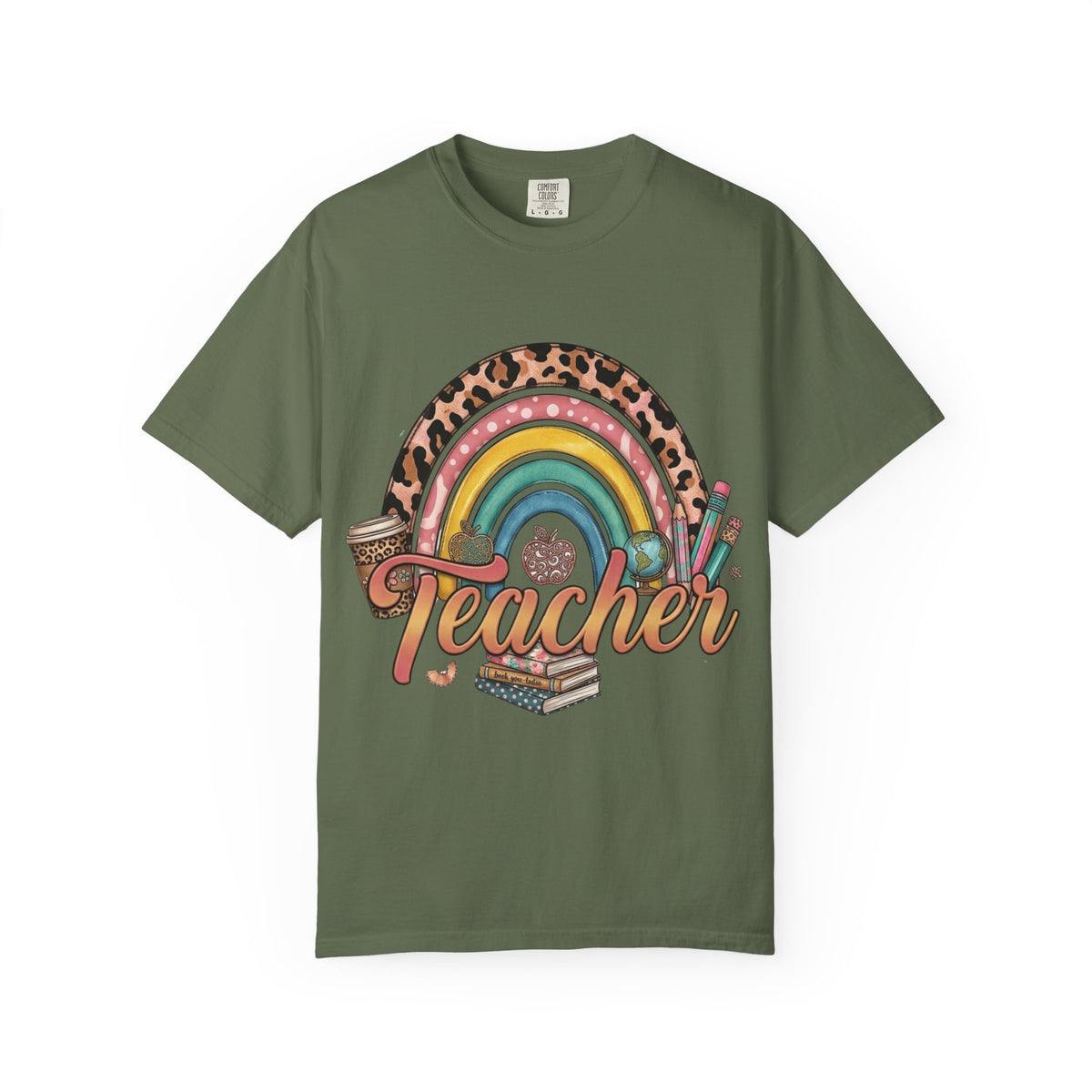 Teacher Rainbow Leopard Graphic T-Shirt — Cute Back-to-School Gift for Educators