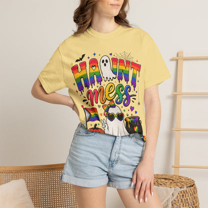 Haunt Mess Pride Halloween T-Shirt — Rainbow Ghost Graphic Tee