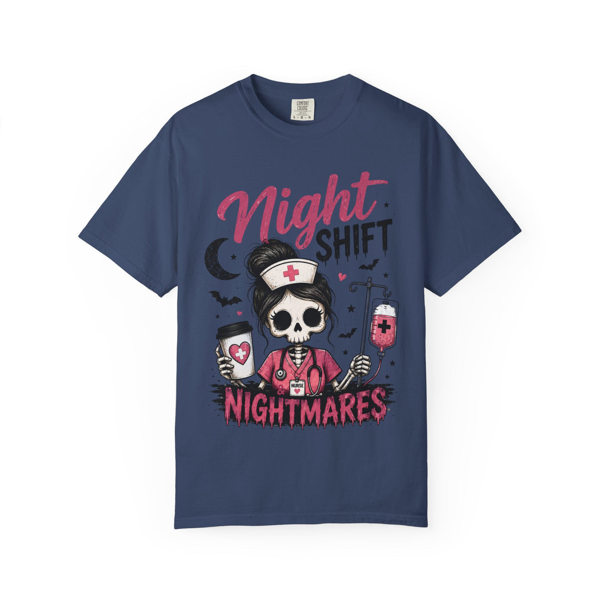 Night Shift Nightmares T-Shirt — Nurse Skull Horror Medical Staff Tee
