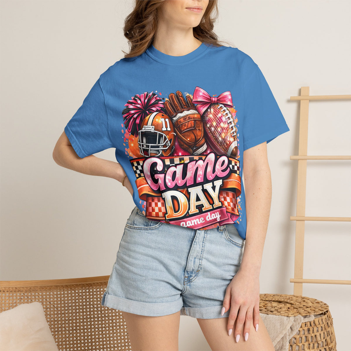 Game Day Football Tee — Cheerleader & Pom Pom Sports Shirt