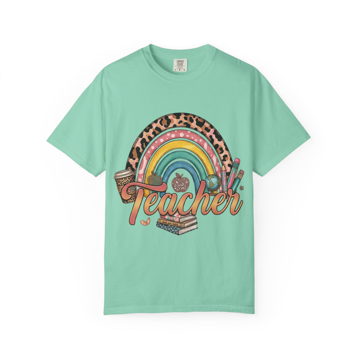 Teacher Rainbow Leopard Graphic T-Shirt — Cute Back-to-School Gift for Educators