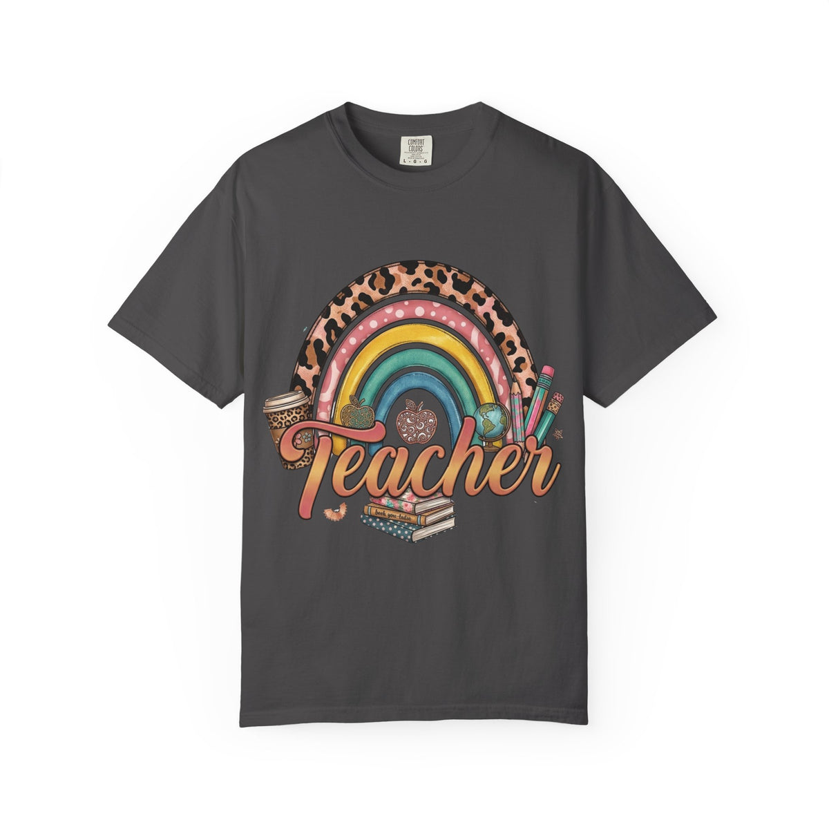 Teacher Rainbow Leopard Graphic T-Shirt — Cute Back-to-School Gift for Educators
