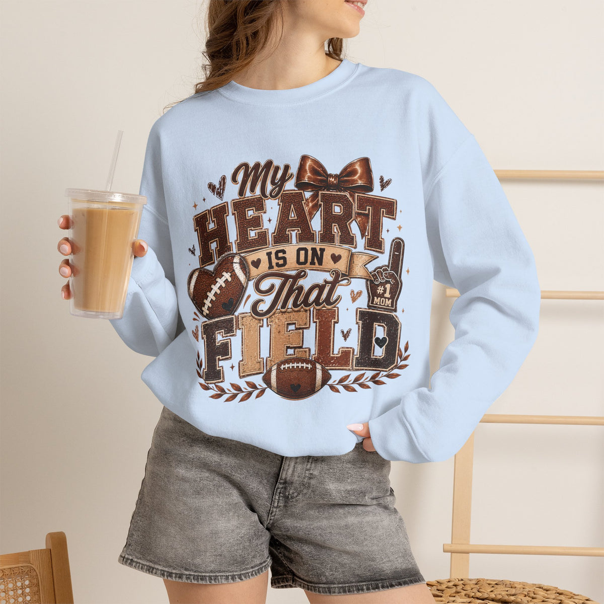 Football Crewneck Sweatshirt — “My Heart Is On That Field” Fan Pullover