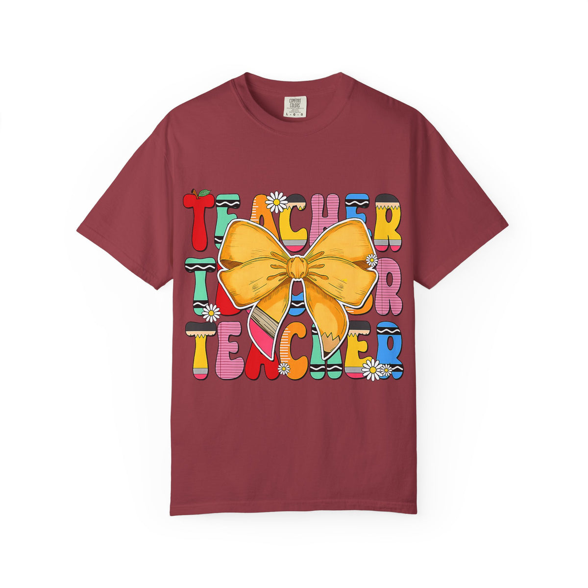 Teacher Bow T-Shirt — Colorful Retro Teacher Appreciation Tee