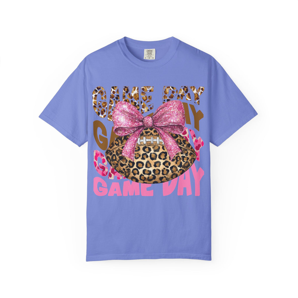 Game Day Leopard Football T-Shirt with Pink Glitter Bow
