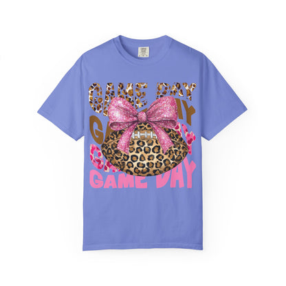 Game Day Leopard Football T-Shirt with Pink Glitter Bow