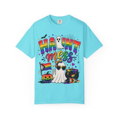 Haunt Mess Pride Halloween T-Shirt — Rainbow Ghost Graphic Tee
