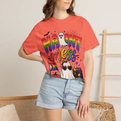 Haunt Mess Pride Halloween T-Shirt — Rainbow Ghost Graphic Tee