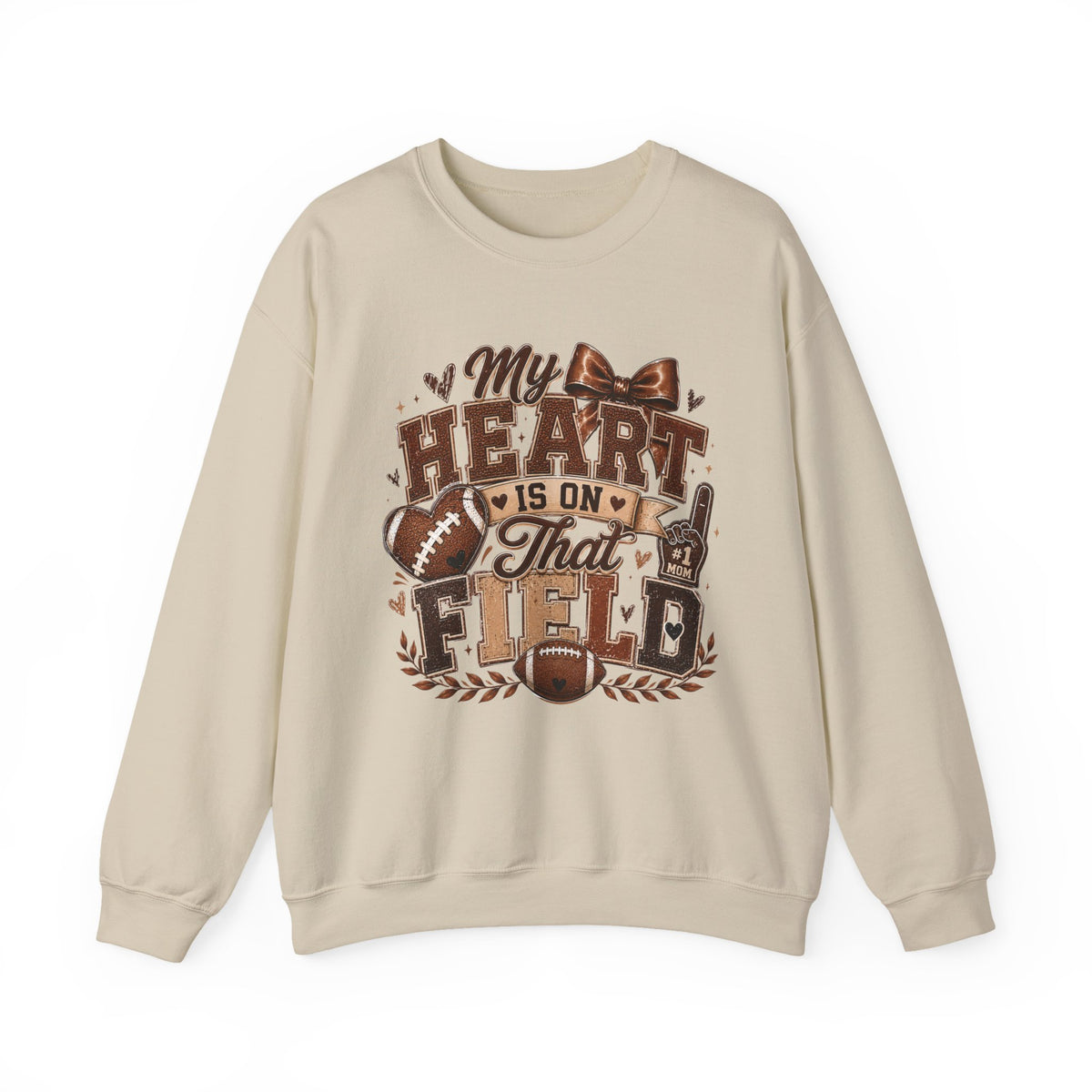 Football Crewneck Sweatshirt — “My Heart Is On That Field” Fan Pullover
