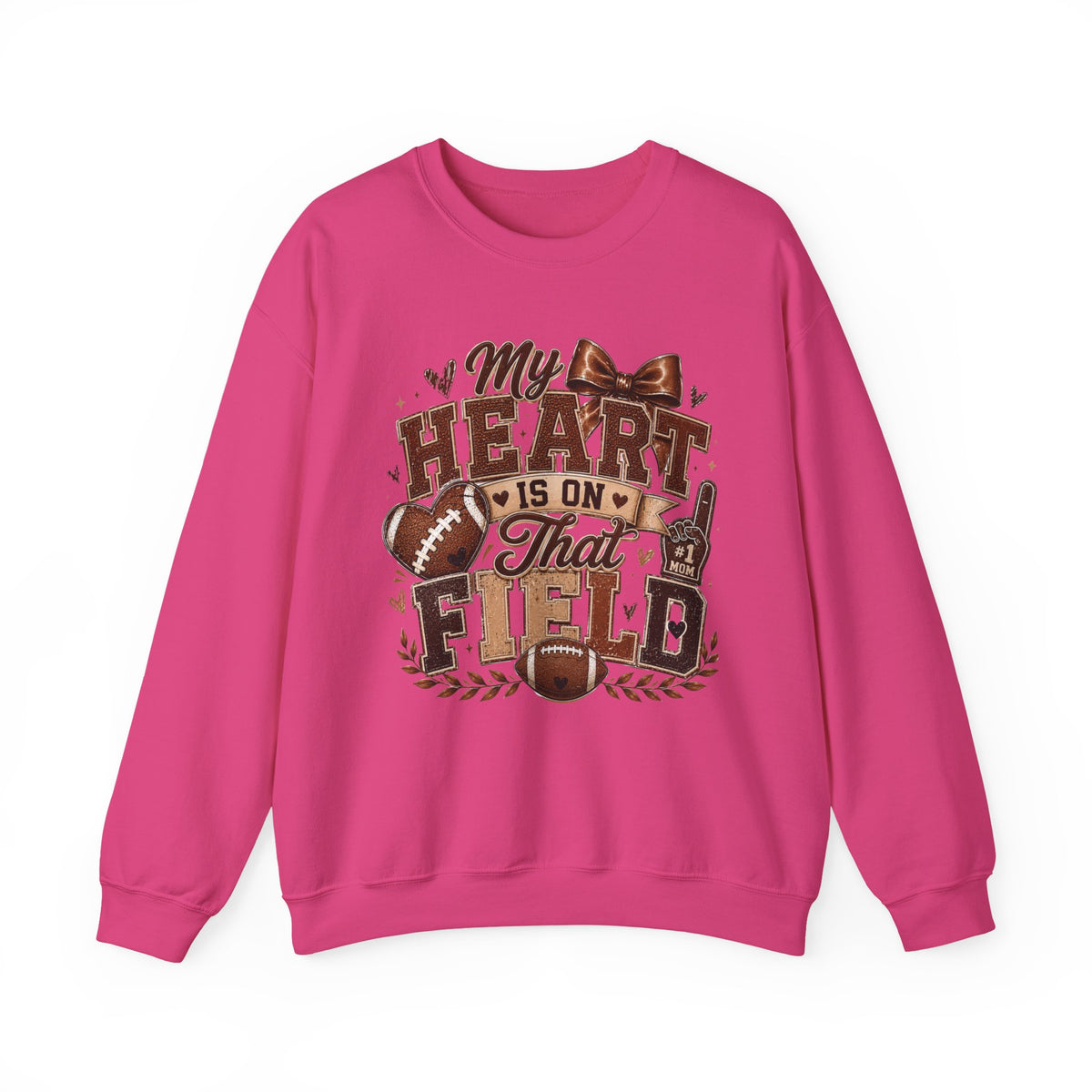 Football Mom Sweatshirt - "My Heart Is On That Field" Crewneck