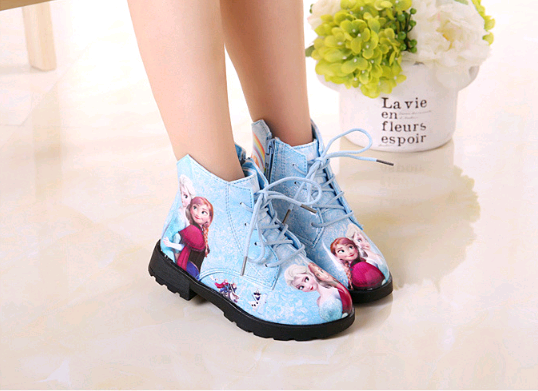Frozen Princess Cotton Boots for Girls, Cartoon Snow Boots