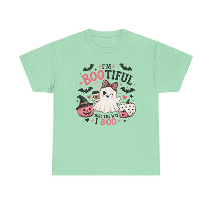 I’m Bootiful Ghost Tee — Cute Halloween Boo Shirt (“Just the Way I Boo”)