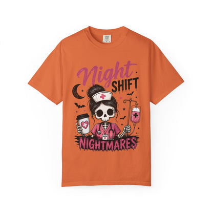 Night Shift Nightmares T-Shirt — Nurse Skull Horror Medical Staff Tee