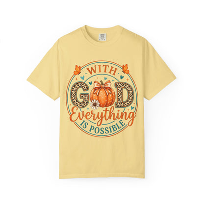 "With God Everything Is Possible" Pumpkin Fall T-Shirt