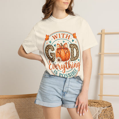 "With God Everything Is Possible" Pumpkin Fall T-Shirt
