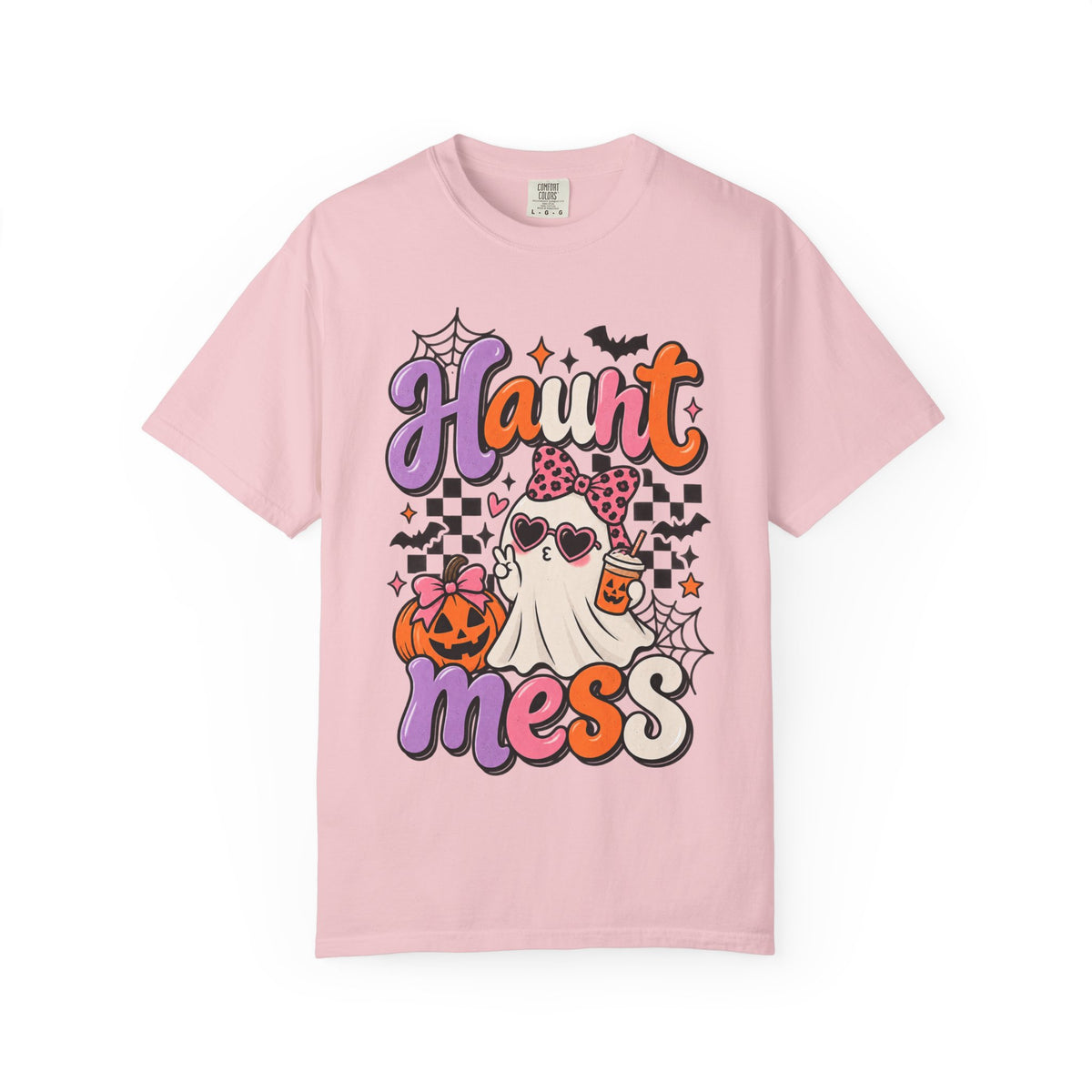 Haunt Mess Halloween T-Shirt — Cute Ghost, Pumpkin & Candy Design
