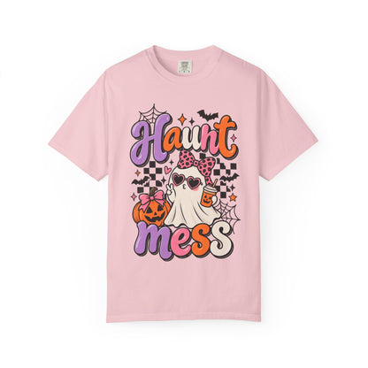 Haunt Mess Halloween T-Shirt — Cute Ghost, Pumpkin & Candy Design