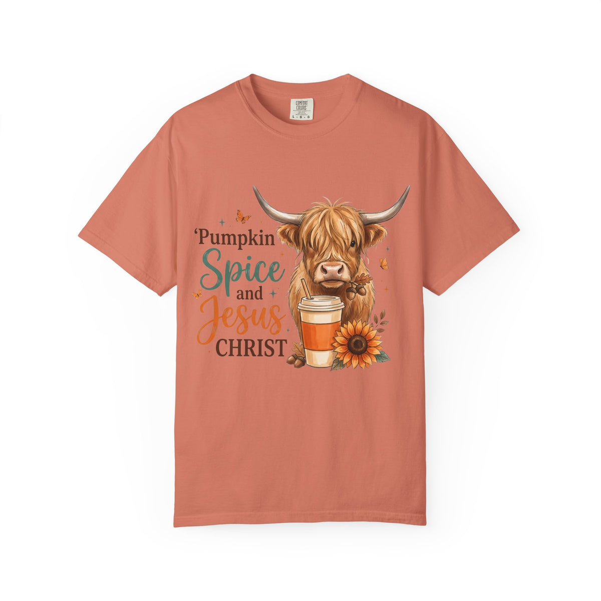 Pumpkin Spice and Jesus T-Shirt — Fall Cow Coffee Graphic Tee