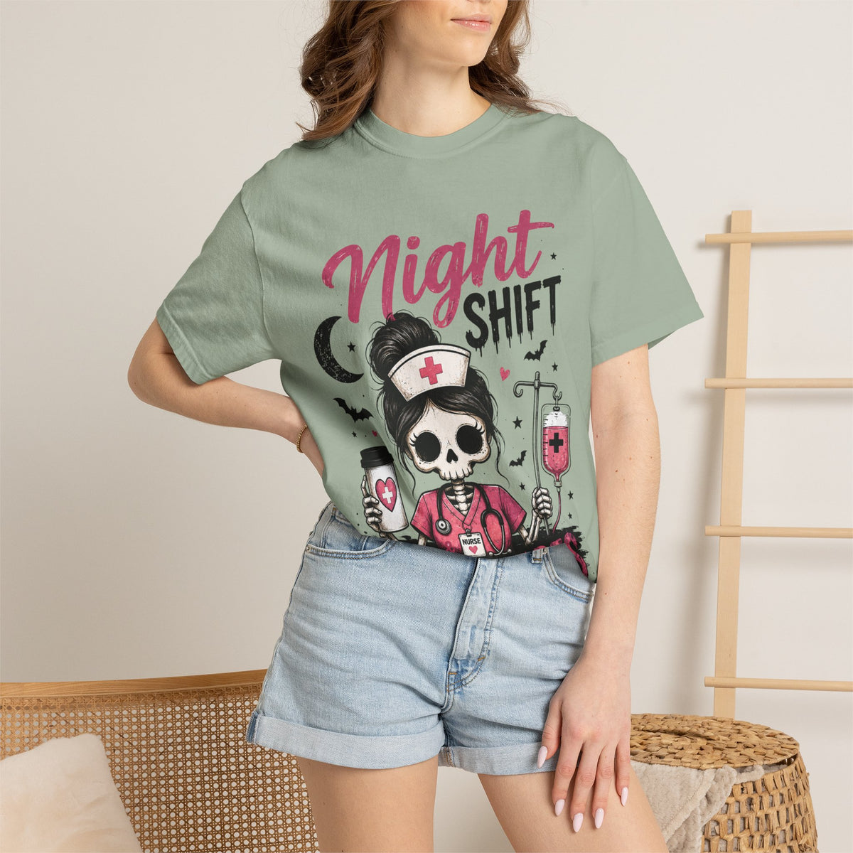 Night Shift Nightmares T-Shirt — Nurse Skull Horror Medical Staff Tee