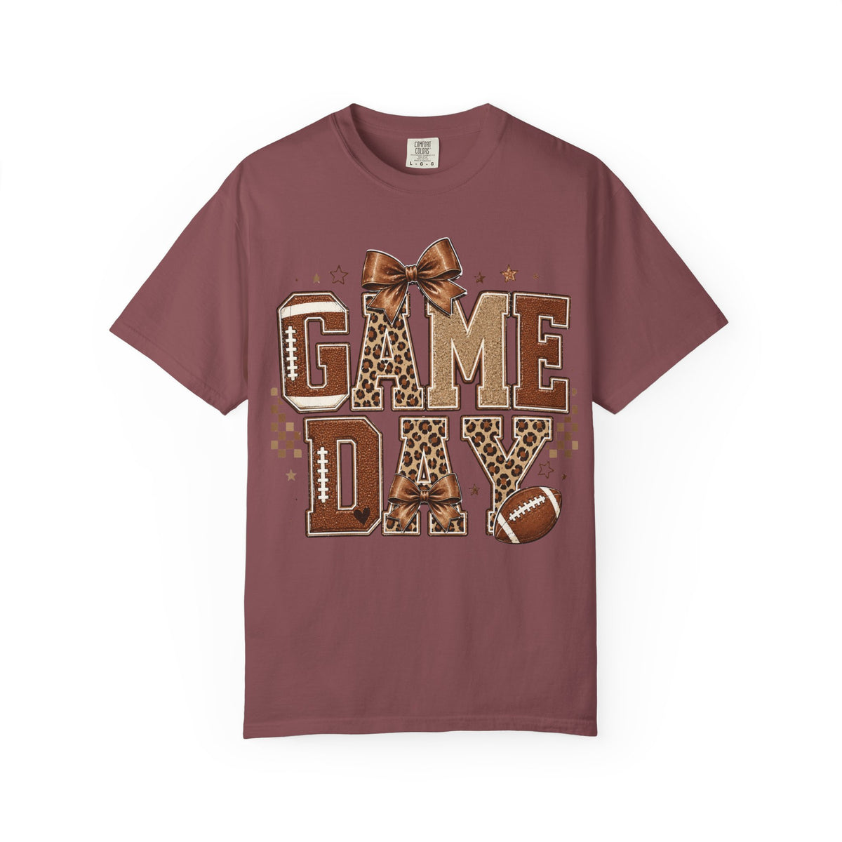 Game Day T-Shirt — Leopard Print Football Tee with Bow