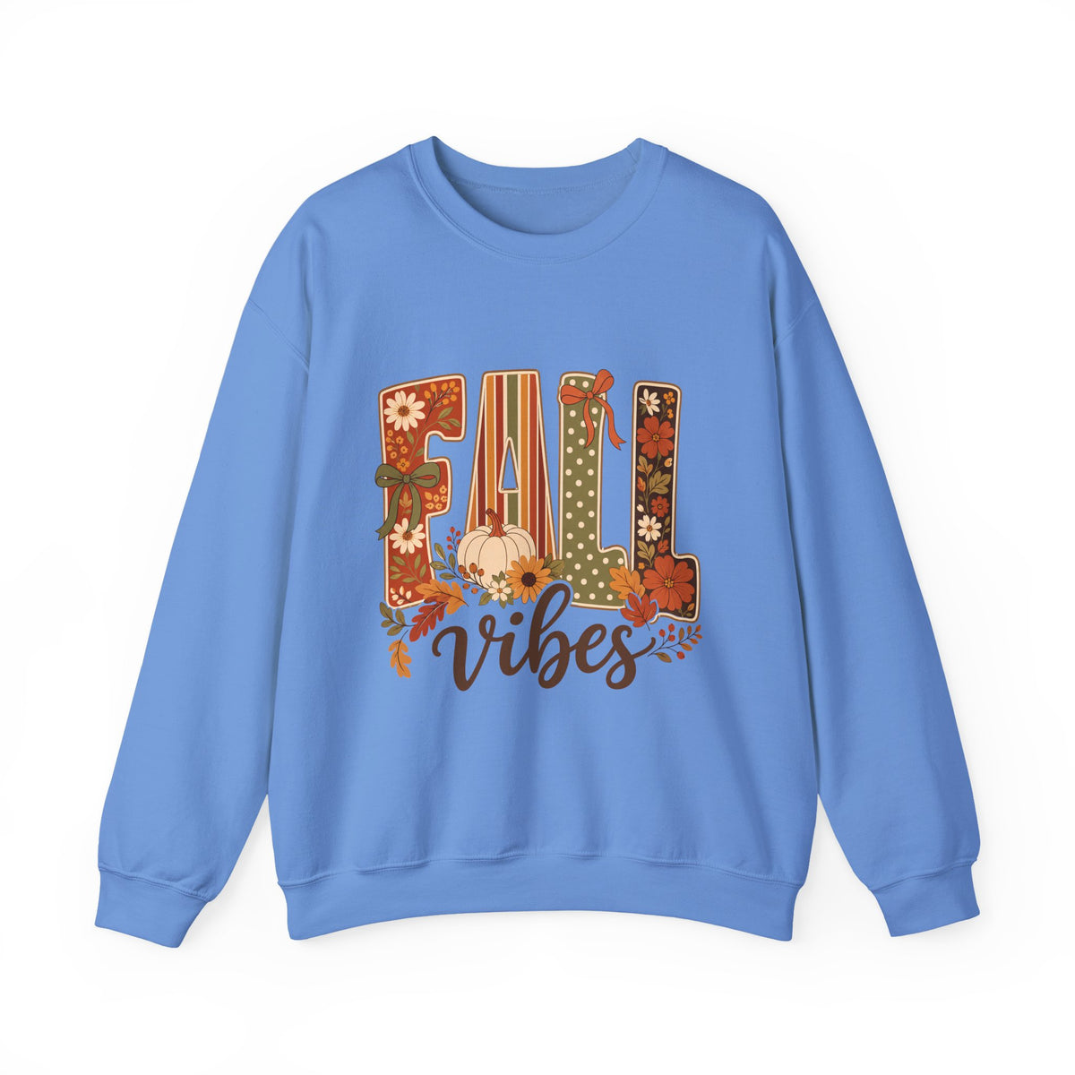 Fall Vibes Sweatshirt — Cozy Autumn Pumpkin Floral Crewneck